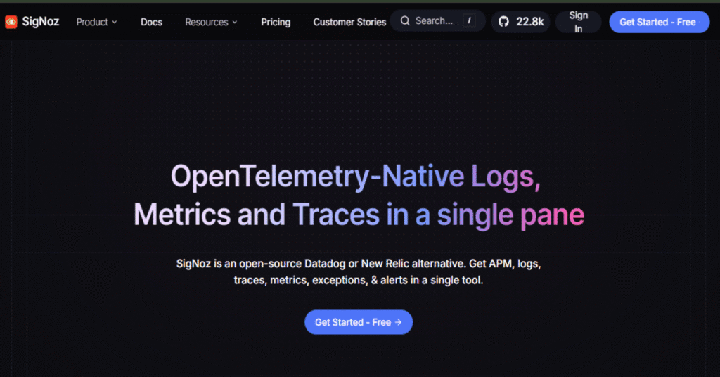 signoz an apm tool for application performance monitoring tool for SaaS companies