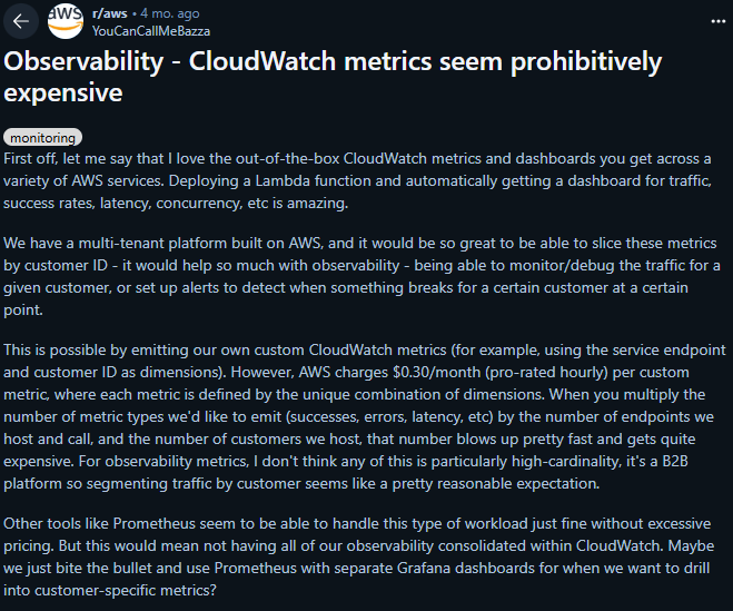 AWS CloudWatch end-users' concerns