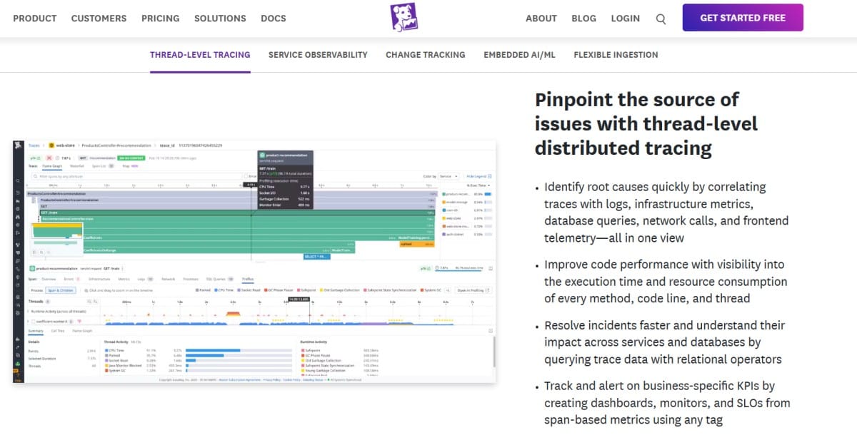 Distributed tracing by Datadog