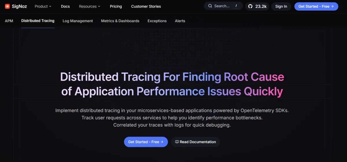 Distributed tracing by SigNoz