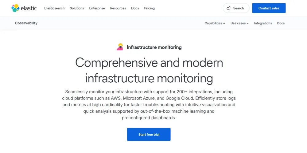 Infrastructure monitoring by Elastic