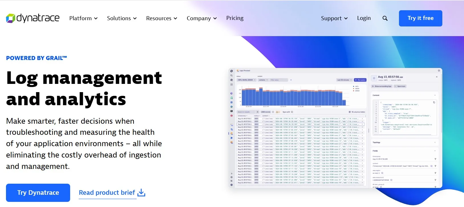 Log management by Dynatrace