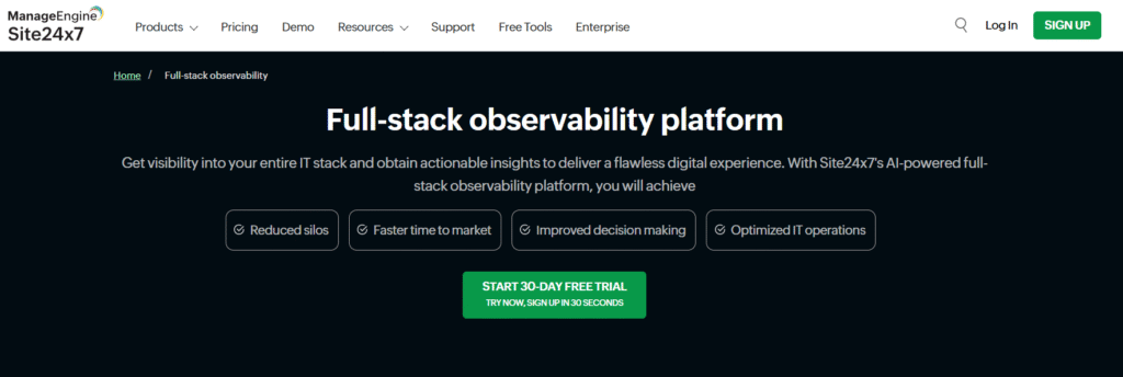manageengine site-24x7 as a Pingdom alternative 