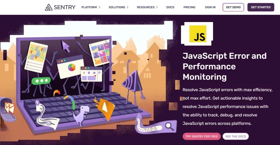 JavaScript monitoring by Sentry