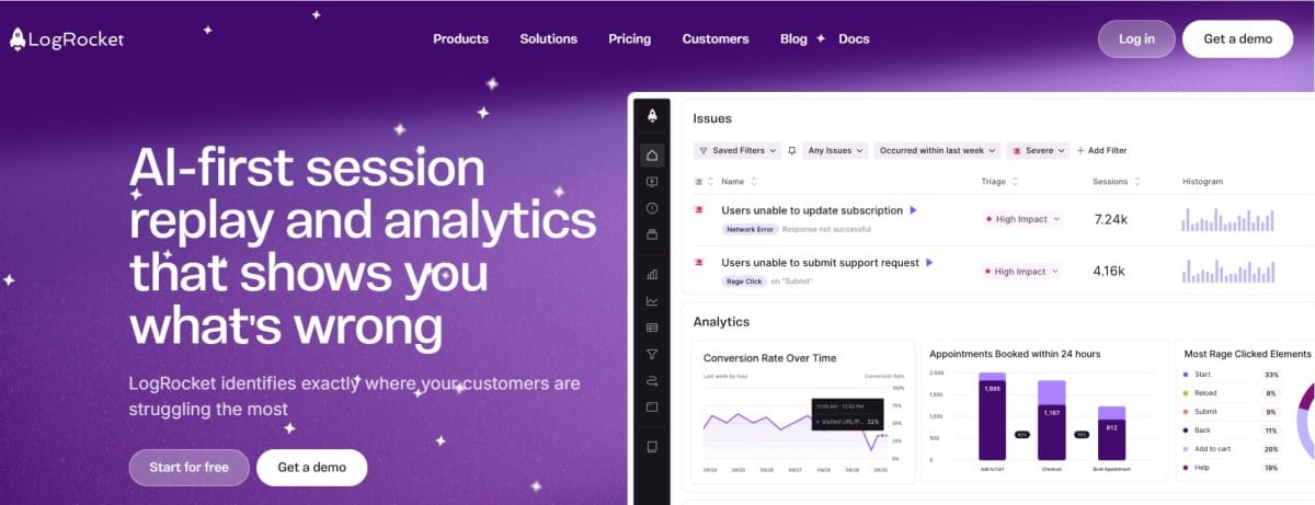 LogRocket as a session replay monitoring tool