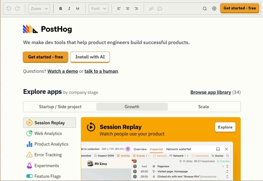 PostHog as a LogRocket alternative