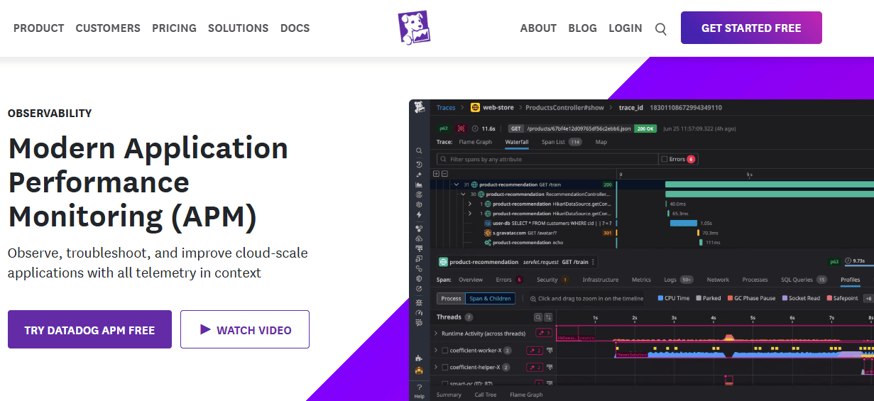 Datadog application performance monitoring tool for SaaS