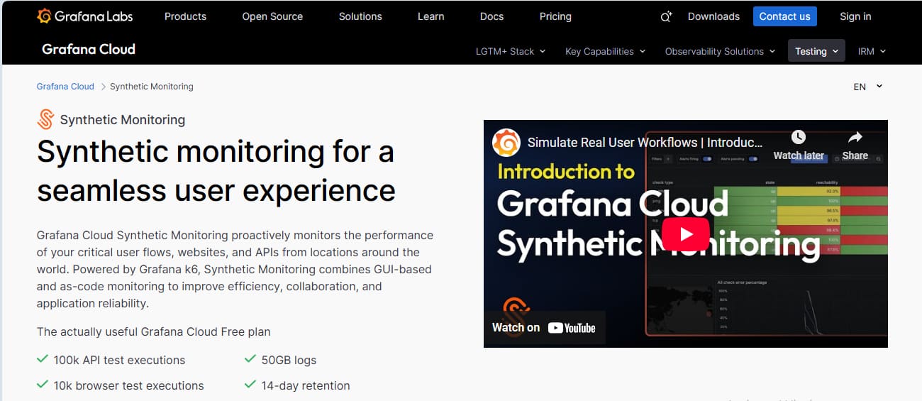 grafana as a synthetic monitoring tool
