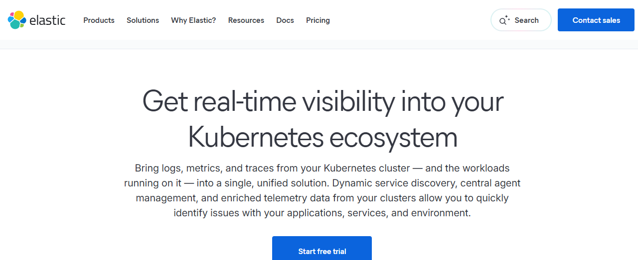 elastic observability as a kubernetes monitoring tool