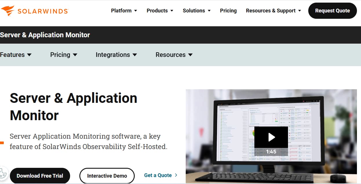 solarwinds server and application monitoring tool