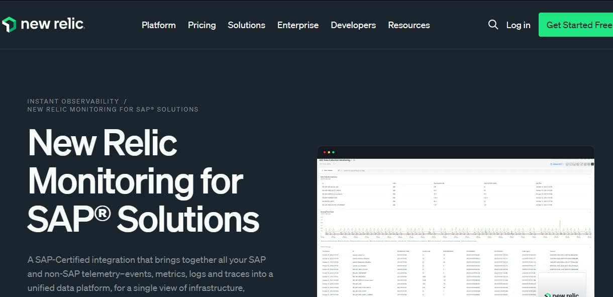Top SAP Monitoring Tools in 2025: ABAP, HANA, Fiori, RFC & Hybrid Cloud Observability 6 new-relic-SAP-monitoring-tool