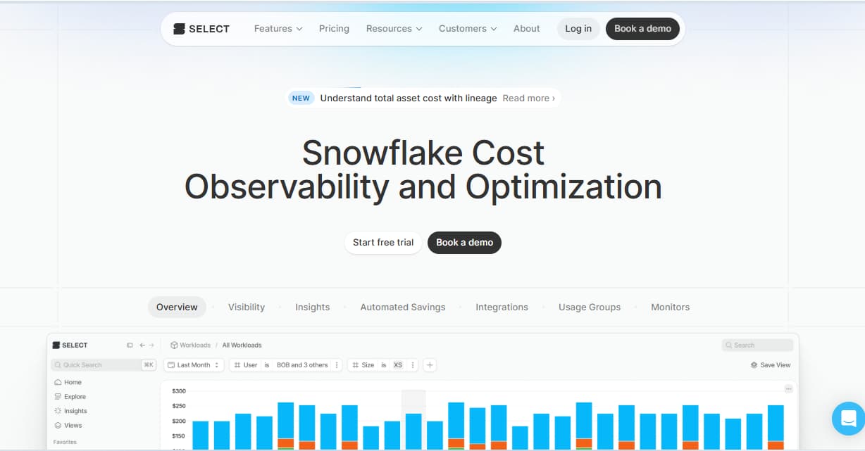 Top 9 Snowflake Monitoring Tools in 2025:  Query Tracing, Performance & Credit Usage  6 select-snowflake-monitoring-tool