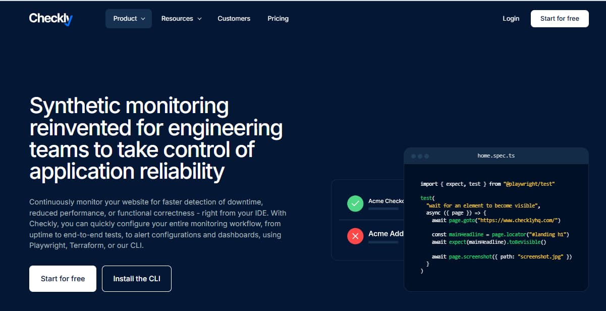 checkly synthetic monitoring tool