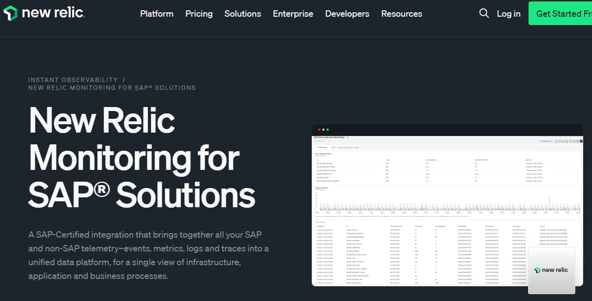new relic SAP monitoring tool
