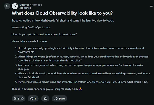 Reddit about Splunk Observability Cloud
