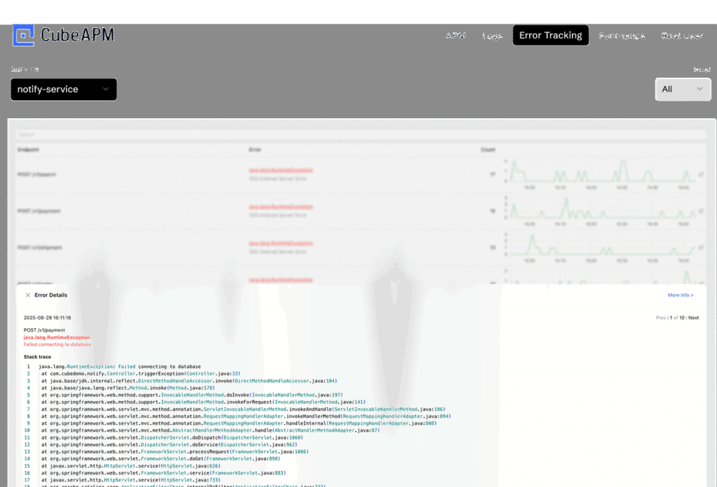 Top 8 Error Tracking Tools in 2025: Top Platforms to Monitor, Debug & Fix Issues Fast 51 Cubeapm-error-tracking-tool