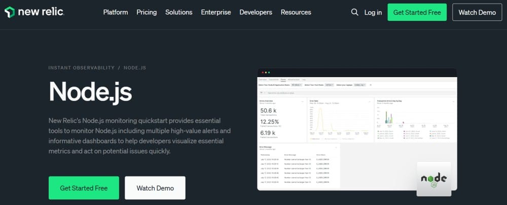 New Relic as a Node.js monitoring tool