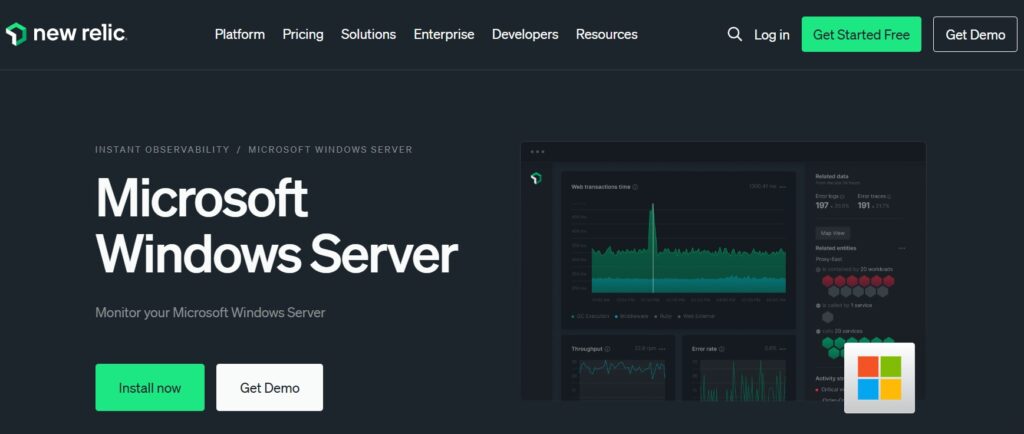 New relic as a Windows Server Monitoring Tool