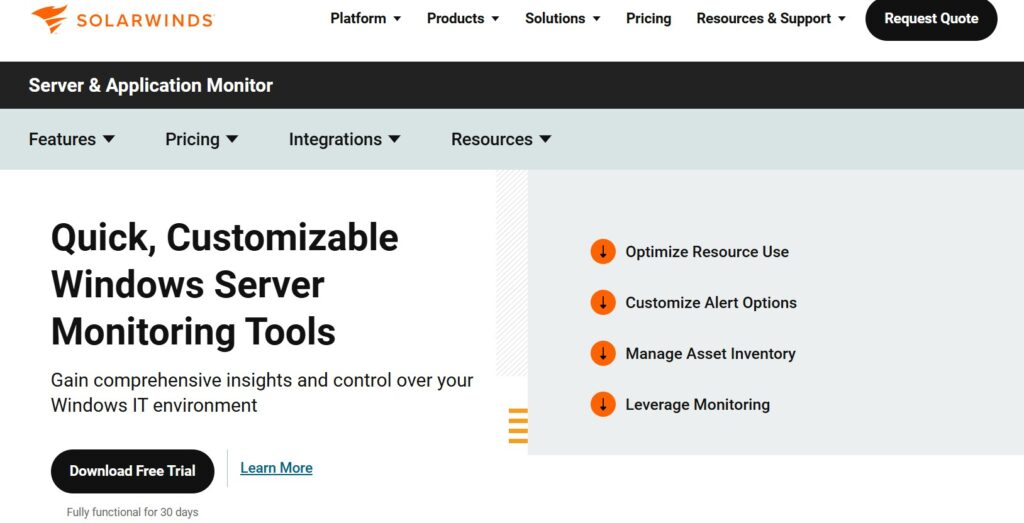SolarWinds SAM as a Windows Server Monitoring Tool