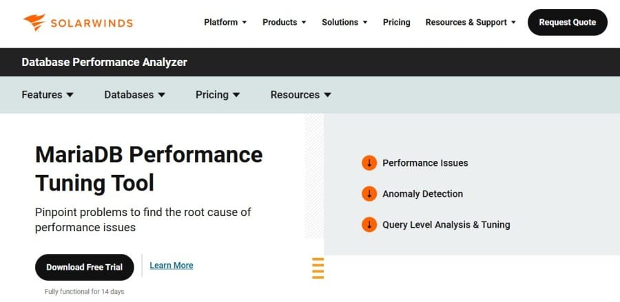 MariaDB-monitoring-by-SolarWinds DPA