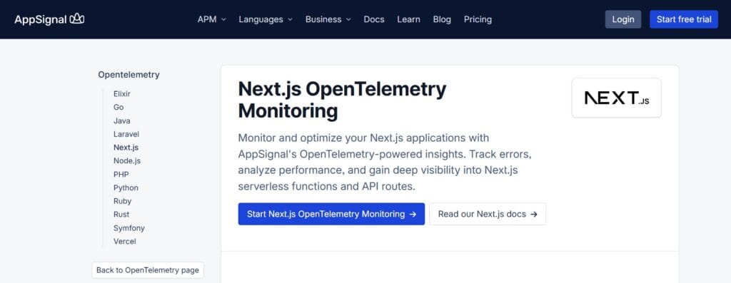 Next.js monitoring  by AppSignal