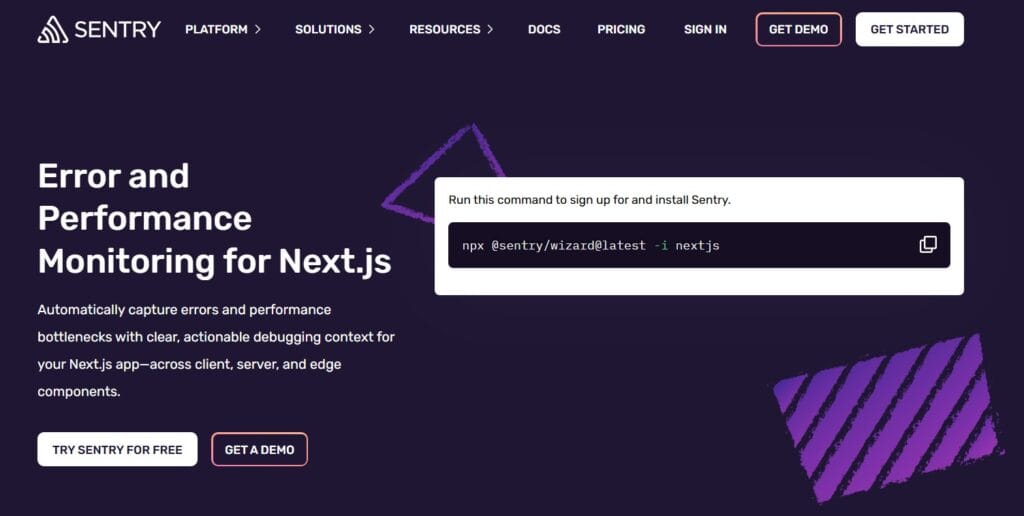 Next.js monitoring  by Sentry