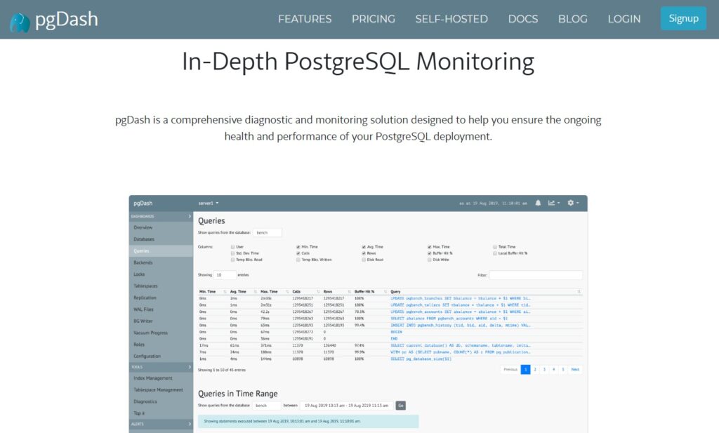10 Best PostgreSQL Monitoring Tools in 2025 for Performance & Observability 8 PostgreSQL monitoring by pgDash