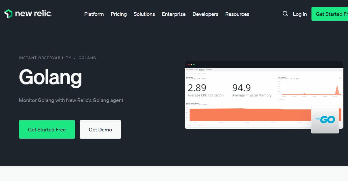 new relic golang monitoring tool
