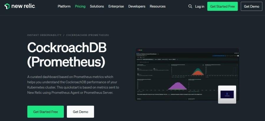 CockroachDB monitoring by New Relic