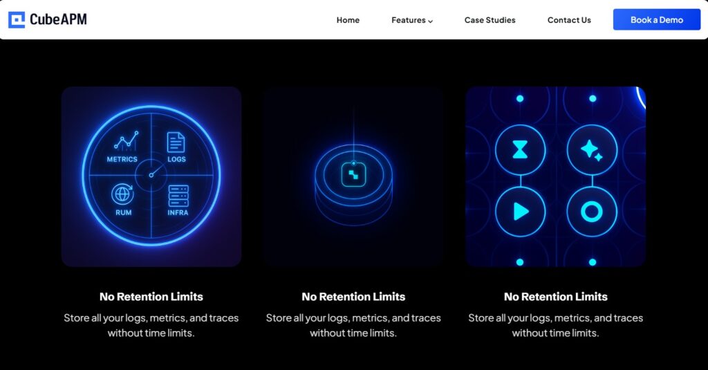 Full MELT (metrics, events, logs, and traces) with CubeAPM with no data retention limits 