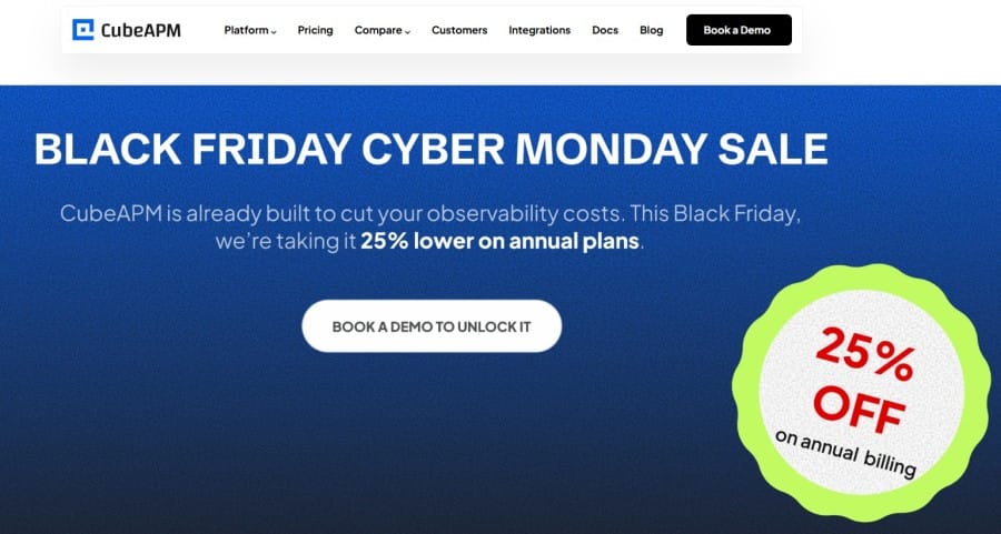 The Ultimate List of SaaS Cyber Monday/Black Friday Deals of 2025 1 CubeAPM Black friday deals