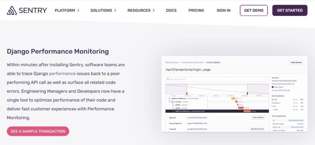Sentry as a Django Monitoring Tool