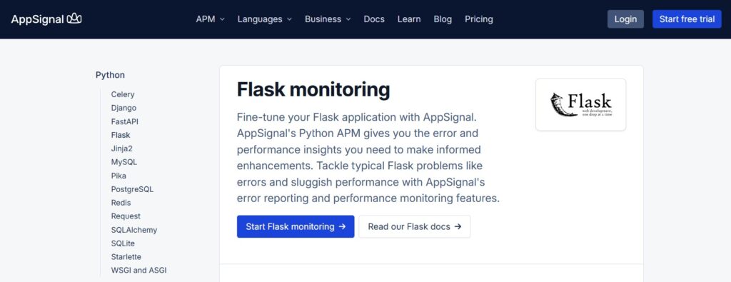 Flask monitoring by AppSignal
