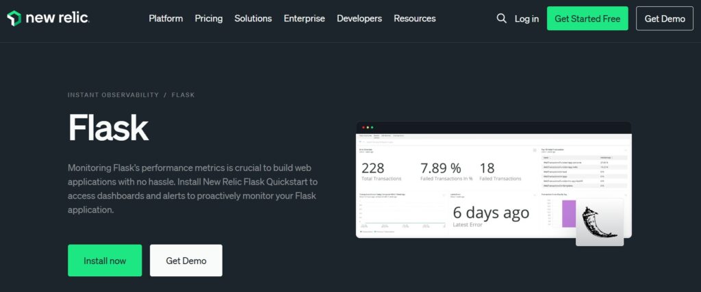 Flask monitoring by New Relic