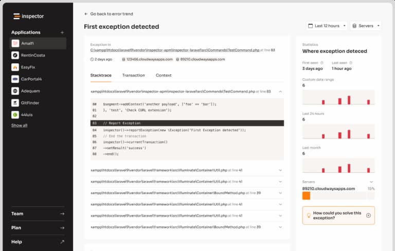 inspector.dev laravel monitoring tool