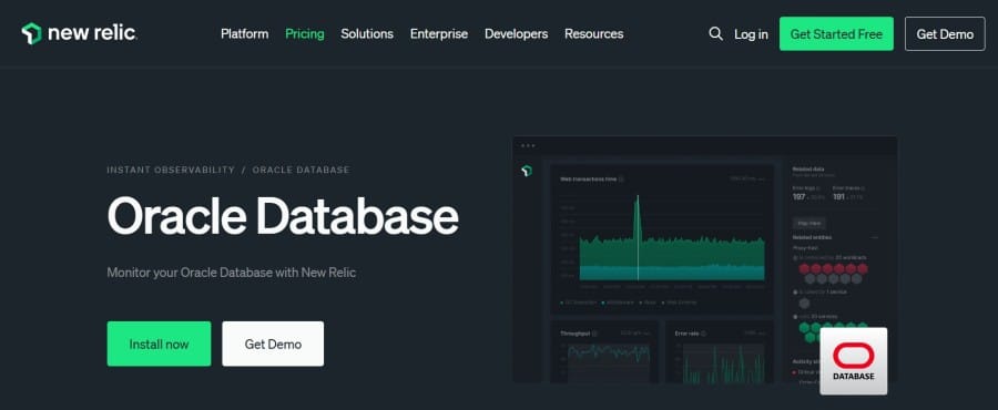 New Relic  as an Oracle database monitoring tool