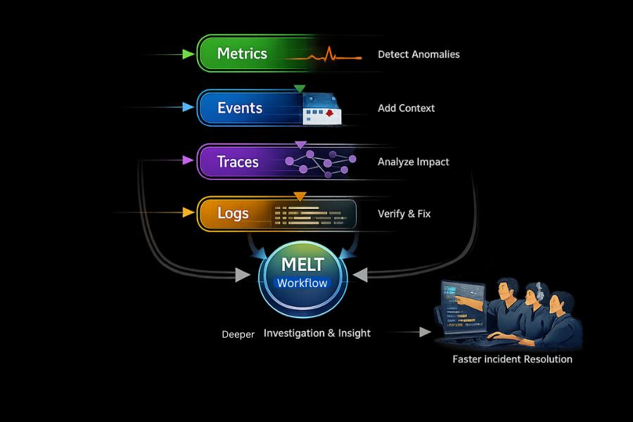 MELT in Observability: Metrics, Events, Logs, and Traces Explained 6 How MELT Signals Work Together During Incidents