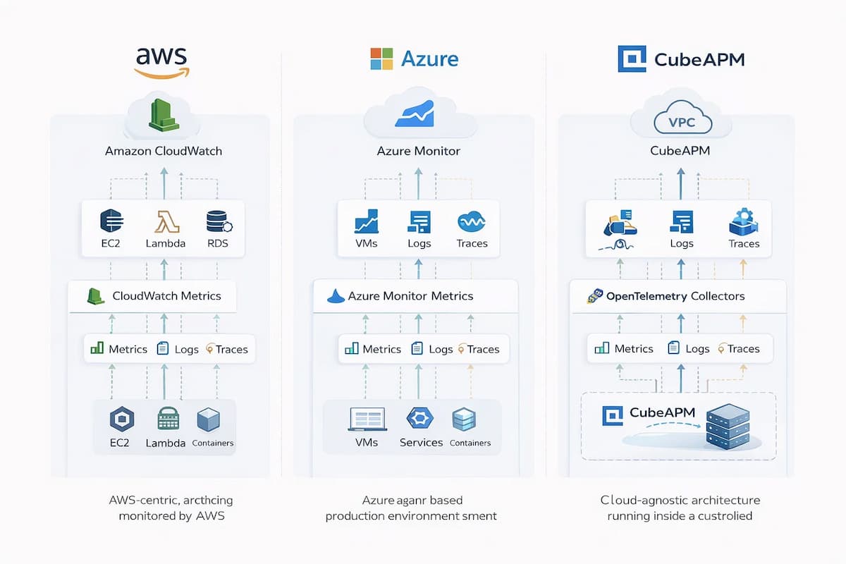 amazon cloudwatch vs azure monitor vs cubeapm