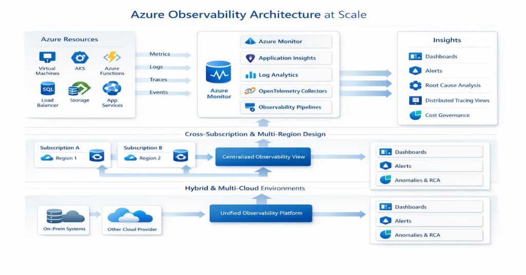 Azure Observability: End-to-End Architecture, AKS Monitoring, and Cost Governance 2 azure observability