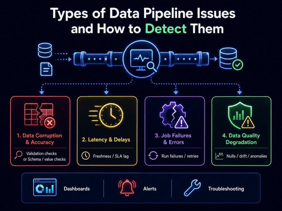 Data Pipeline Monitoring: How It Works, What to Measure, and Tools to Use in 2026 2 Types of data pipeline issues and detection