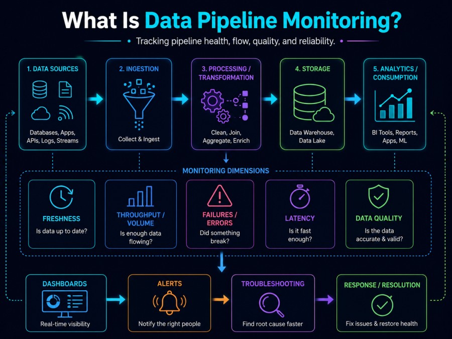 Data Pipeline Monitoring: How It Works, What to Measure, and Tools to Use in 2026 1 what is Data pipeline monitoring