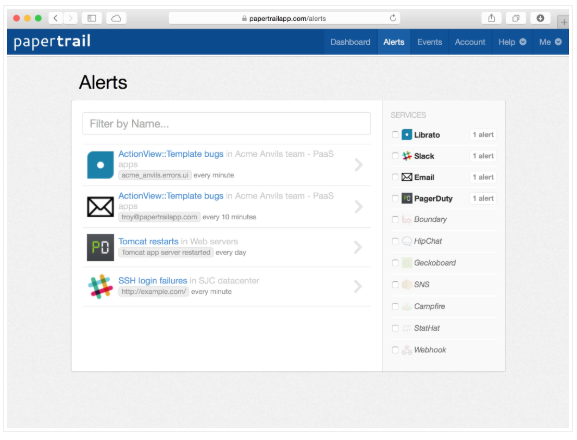 Papertrail - alerts