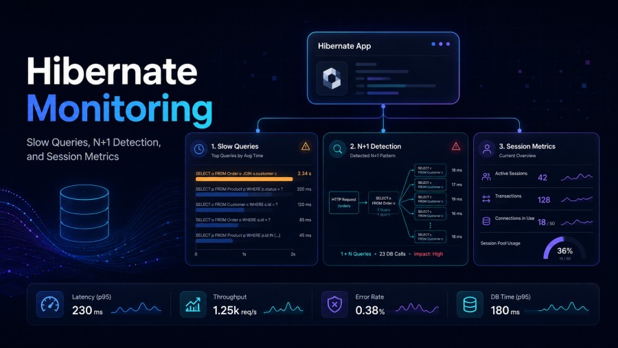 Hibernate Monitoring Slow Queries, N+1 Detection, and Session Metrics