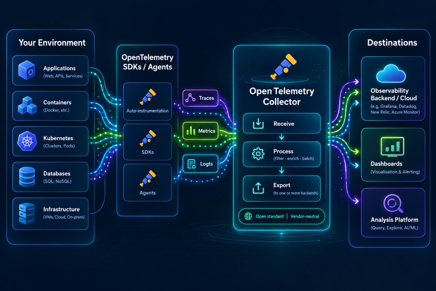 OpenTelemetry vs Proprietary Agents: The Complete Migration Guide 2 How OpenTelemetry works